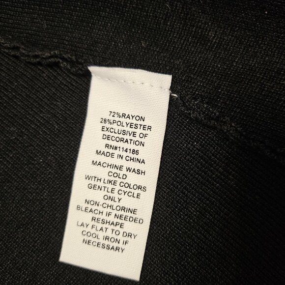 89th Madison Women's Black Velour Trim Open Cardigan Size: L - Picture 10 of 10